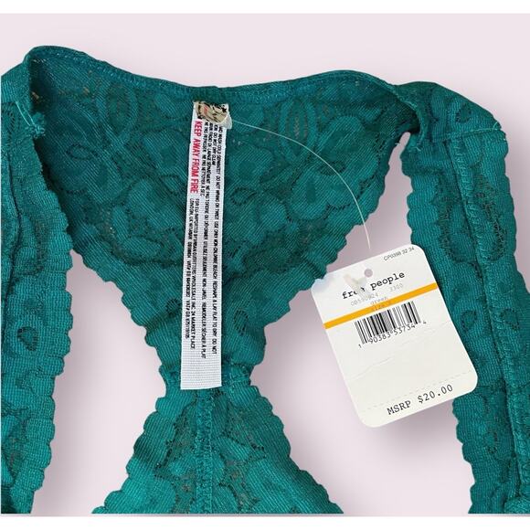 Free People Intimately FP Galloon Lace Racerback Bralette Yellow & Green S New - Picture 14 of 15